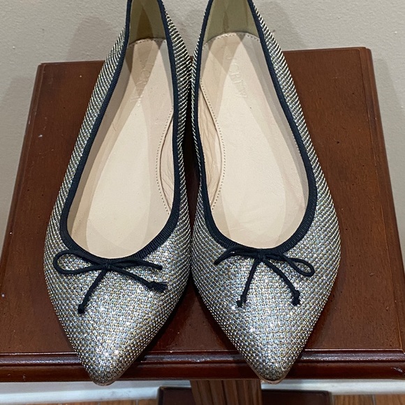 J Crew fabric and leather shimmer gold flats. - Picture 5 of 10